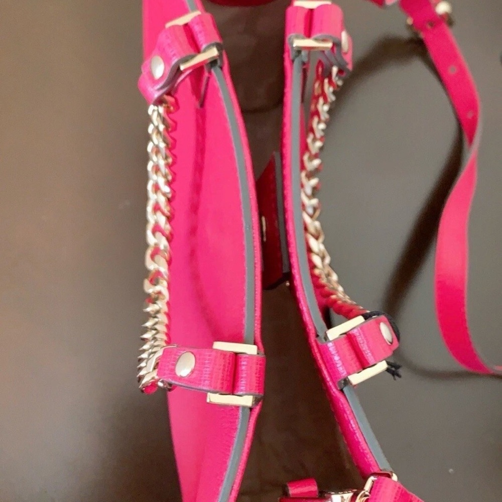 Furla Hot Pink Saffiano Leather Tote with Gold Chain - Picture 11 of 12